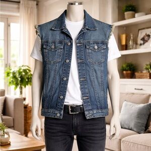 True Religion Blue Denim Vest for Men